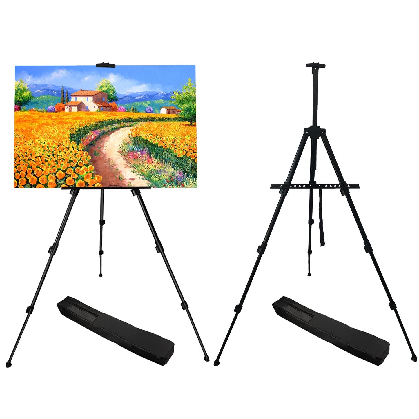 RRFTOK Artist Easel Stand, Metal Material Tripod Adjustable Easel for Painting Canvases Height from 17 to 66 Inch,Carry Bag for Table-Top/Floor - WoodArtSupply