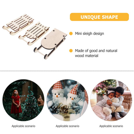 MAGICLULU Christmas Decor Christmas Sled Ornament 9pcs Miniature Wooden Sleighs Unfinished Wood Sleigh Vintage Holiday Sleigh Xmas Hanging Pendant MAGICLULU
