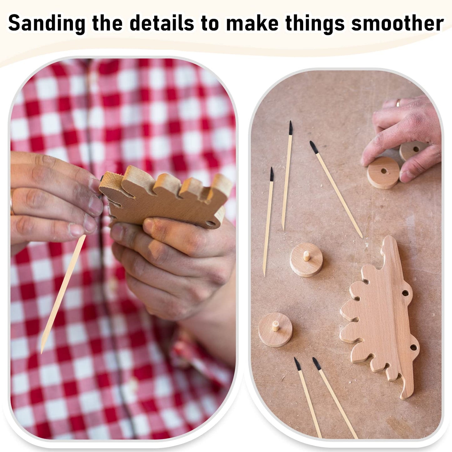 100 Pack Sanding Sticks Matchsticks Sanding Twigs Fine Detailing Sanding Sticks for Plastic Models Wood Hobby, 280 Grit, 5.4 x 0.2 Inch