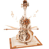 ROBOTIME AMK63 3D Puzzles for Adults, Mechanical Wooden Music Box Puzzle Kit, Magic Cello Model Kits to Build, Unique Gift for Her/Him Aesthetic Desk ROBOTIME