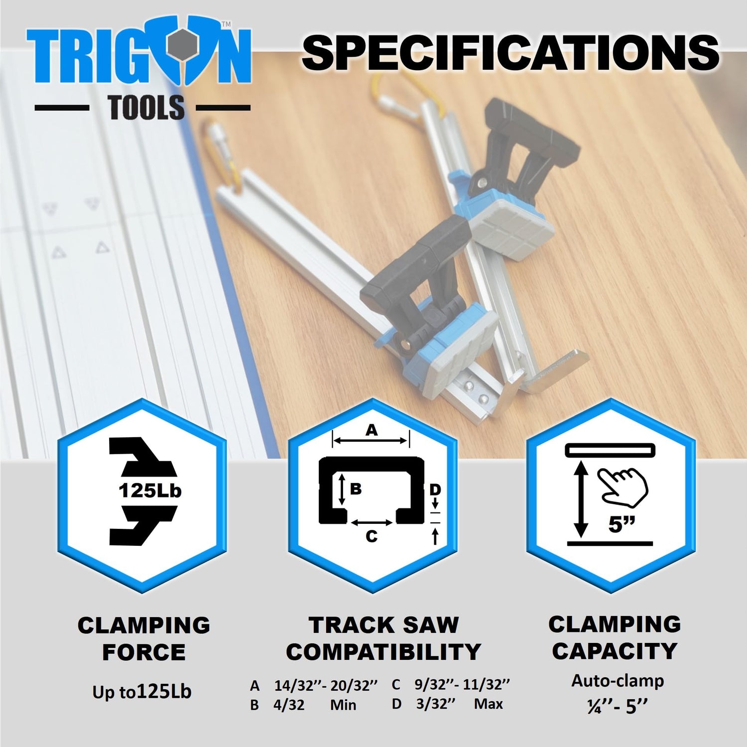 Quick Release Track Saw Clamp, Clamps for Circular Saw Guide Rail Clamp, Track Clamps for - Plunge Saw, Track Saw Guide, Track Saw Accessories, T Trigon-Tools