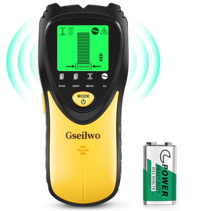 Gseilwo Stud Finder Wall Scanner, 5 in 1 Electronic Stud Detector with LCD Display and Audio Alarm, Stud Sensor Beam Finders for The Center and Edge - WoodArtSupply