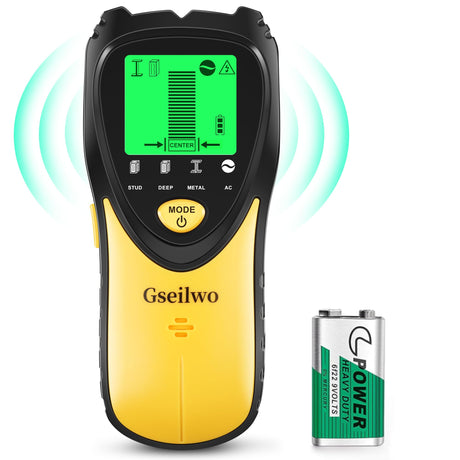 Gseilwo Stud Finder Wall Scanner, 5 in 1 Electronic Stud Detector with LCD Display and Audio Alarm, Stud Sensor Beam Finders for The Center and Edge Gseilwo