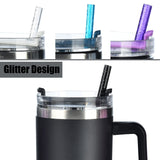 ALINK 10 Pack Color Replacement Straws for Stanley 40 oz 30 oz Tumbler, 12 in Long Reusable Plastic Glitter Straws for Stanley Cup Accessories, Half ALINK