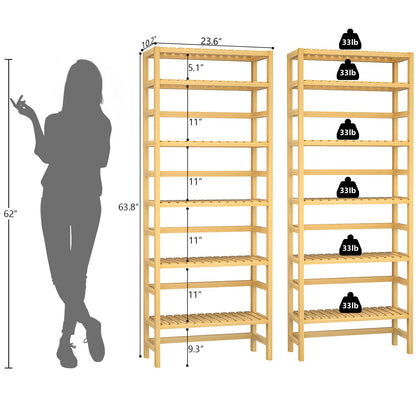 Homykic 6-Tier Bamboo Bookcase - Adjustable Free Standing Storage Shelf for Home and Office - WoodArtSupply