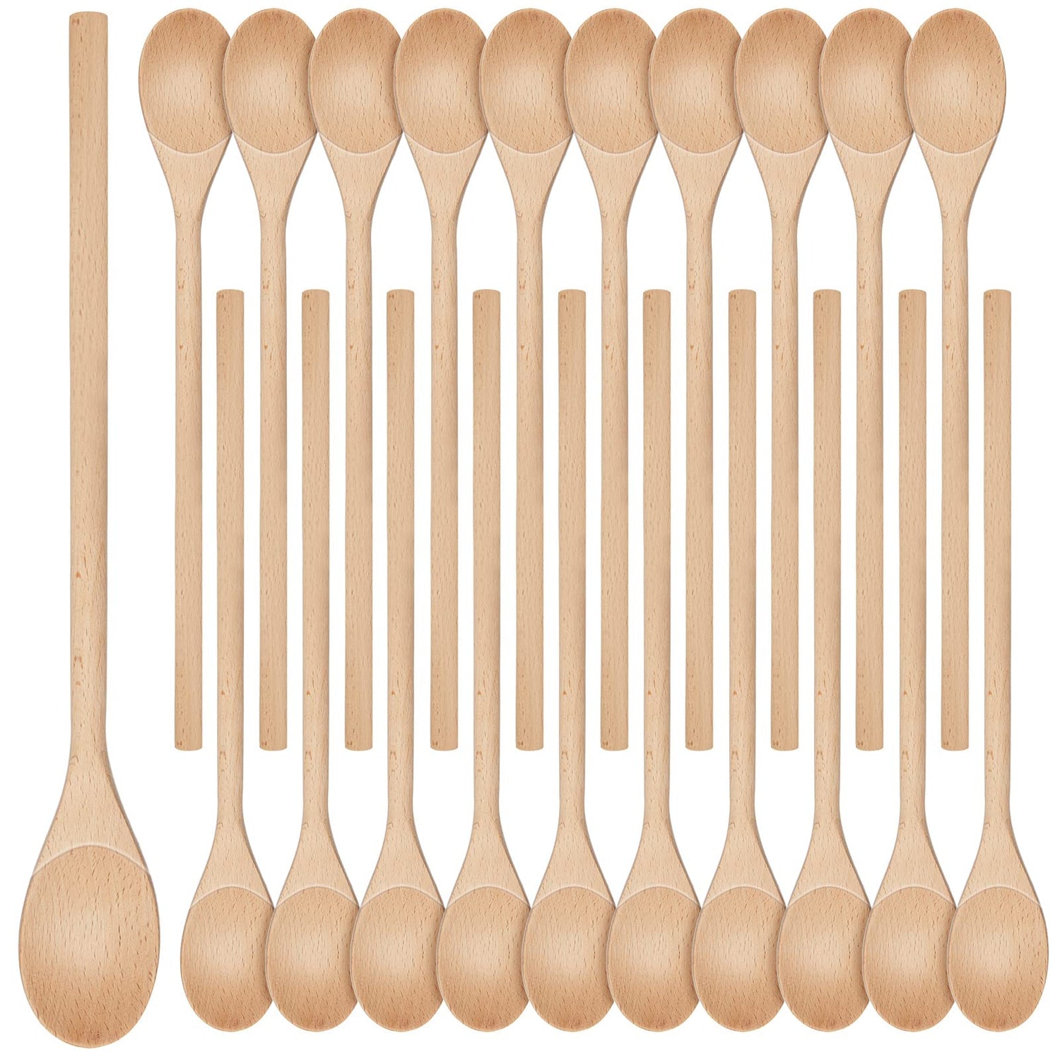 40 Pieces 12 Inch Wooden Kitchen Spoons Long Handle Wooden Cooking Mixing Oval Spoons Wooden Tasting Spoons Mixing Baking Serving Utensils Puppets Meanplan