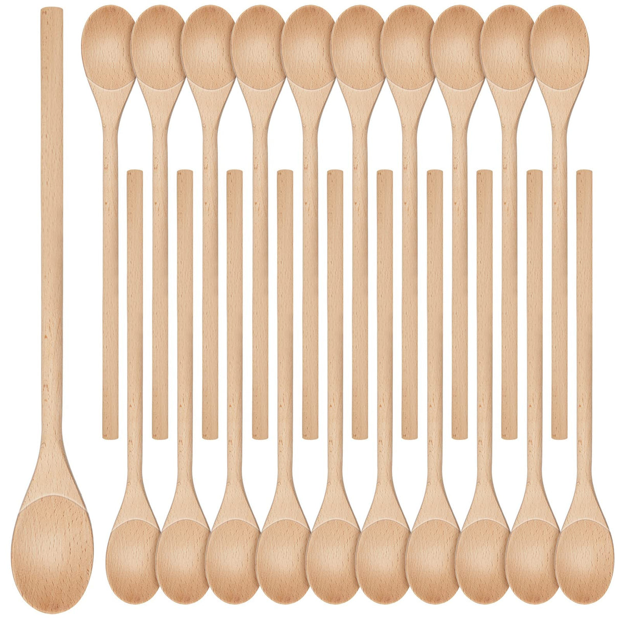 40 Pieces 12 Inch Wooden Kitchen Spoons Long Handle Wooden Cooking Mixing Oval Spoons Wooden Tasting Spoons Mixing Baking Serving Utensils Puppets Meanplan