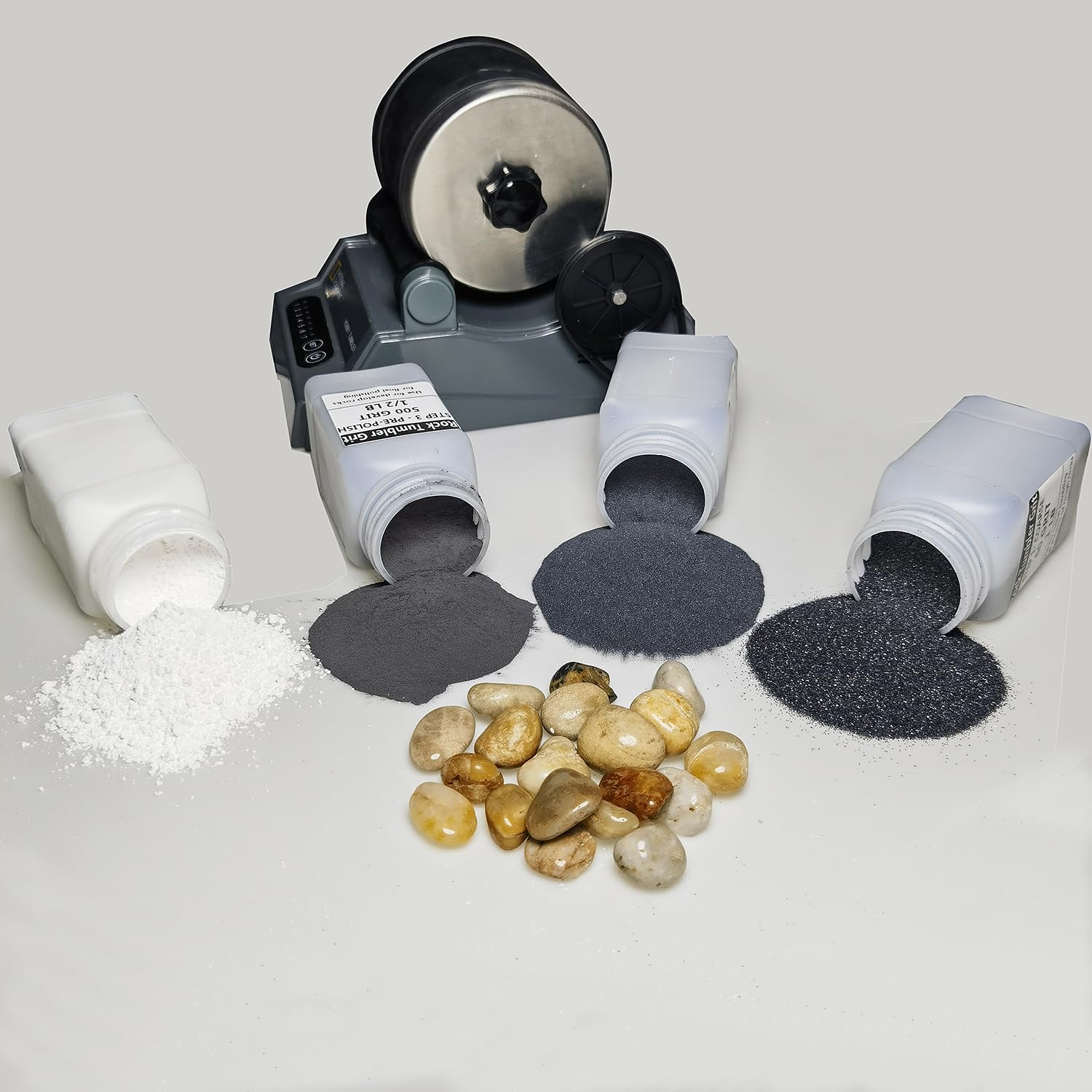 Tonmp 3 LBS Rock Tumbler Grit and Polish Refill Kit - Tumbling Grit Media - 4 Step Tumbling Grit Media Works with Any Rock Tumbler, Rock Polisher, Tonmp