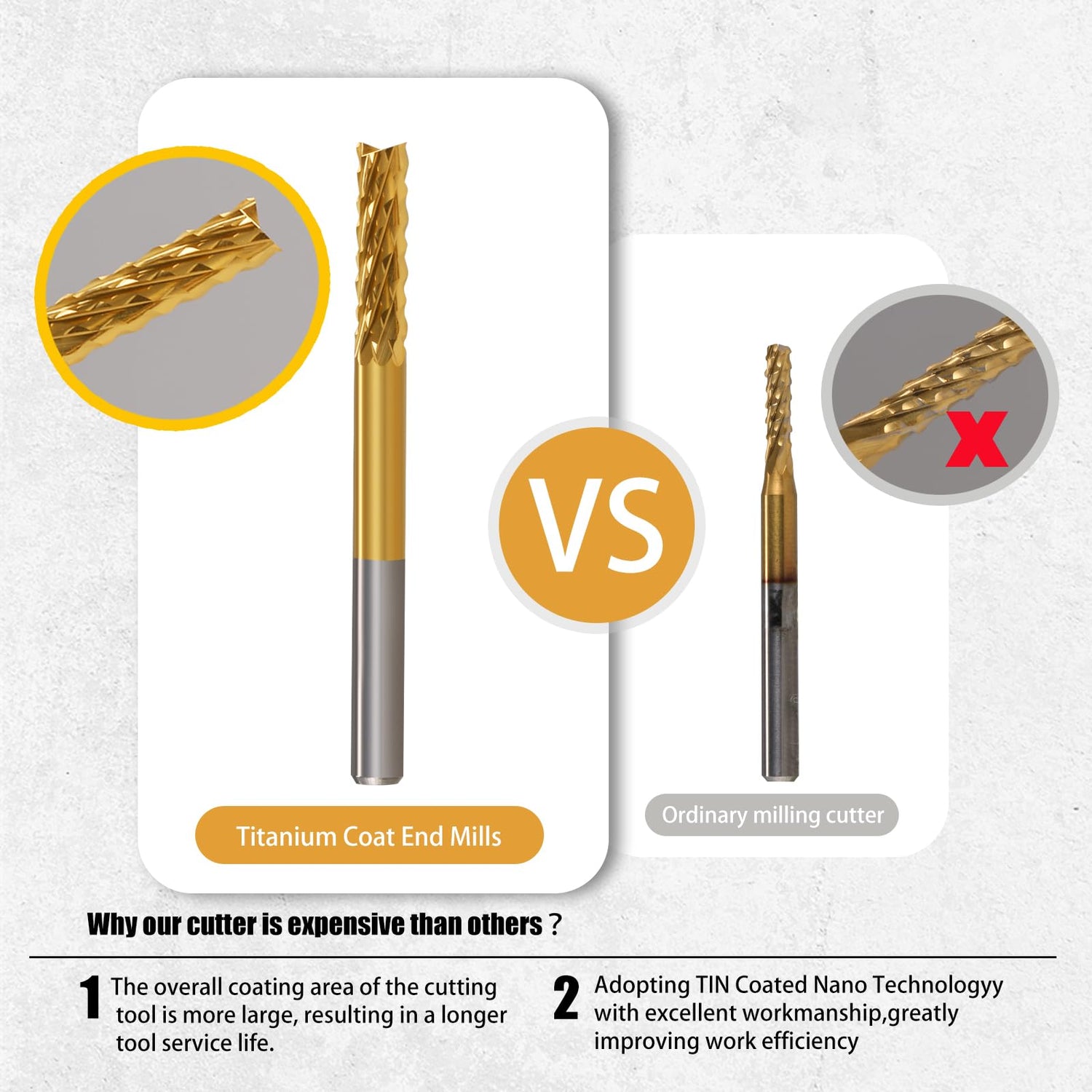 End Mill Sets,10Pcs Titanium Coat End Mill,1/8" Shank 0.8-3mm Micro End Mill Engraving Bits CNC Router Bits for Dremel Rotary Tools HOZLY