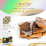 UNITY RESIN- Premium 1 Gallon Epoxy Resin, Crystal Clear & Low Bubbles, Non-Yellow UV Protection with HALS, Versatile & Easy-to-Use 1:1, Coating & Unity Resin