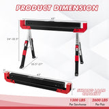 IRONMAX Folding Saw Horses 2 Pack, Height Adjustable Sawhorse 2600 Lbs Capacity w/ Flip-down Support Pegs & 2x4 Support Arms, Easy Carry Sawhorses IRONMAX