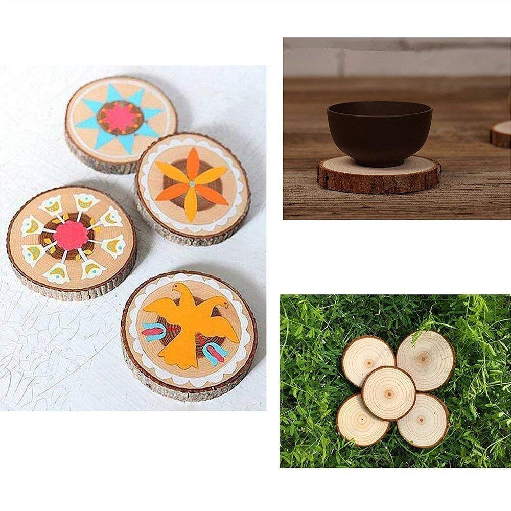 Unfinished Natural Wood Slices 12 Pcs 3.5-4 inch Craft Wood kit Circles Crafts Christmas Ornaments DIY Crafts with Bark for Crafts Rustic Wedding William Craft