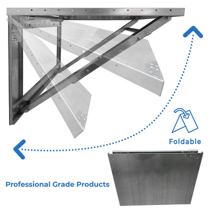 Professional Grade Products 26” x 32” Heavy Gauge Steel Wall Mounted Folding Workbench “Lock N Load” for Saving Space in The Garage, Utility Room, - WoodArtSupply