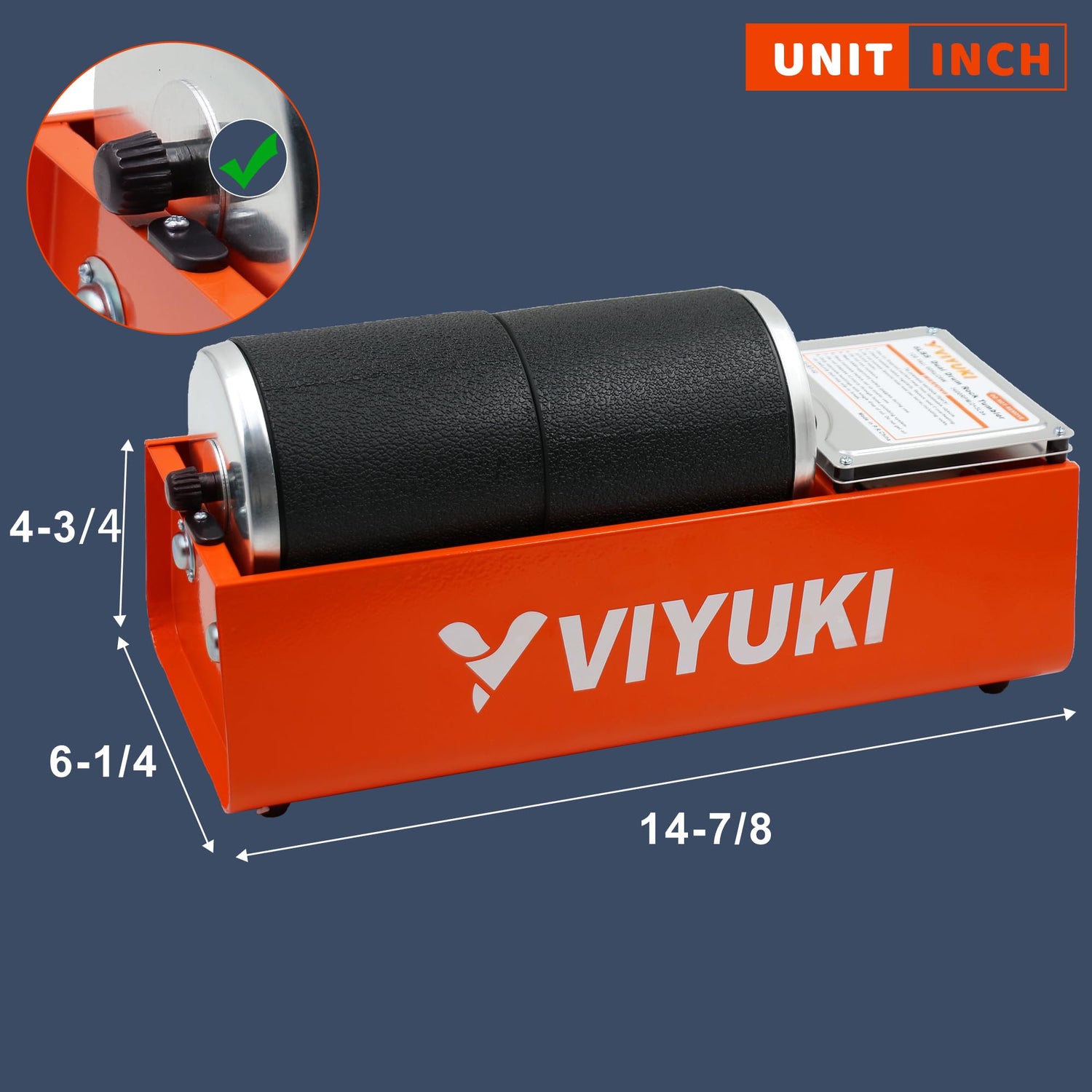 VIYUKI Professional Rock Tumbler Kit - Double Drum 6LB Lapidary Polisher for Adults (Double Barrel), Includes Rough Gemstones, 8 Polishing Grits, VIYUKI