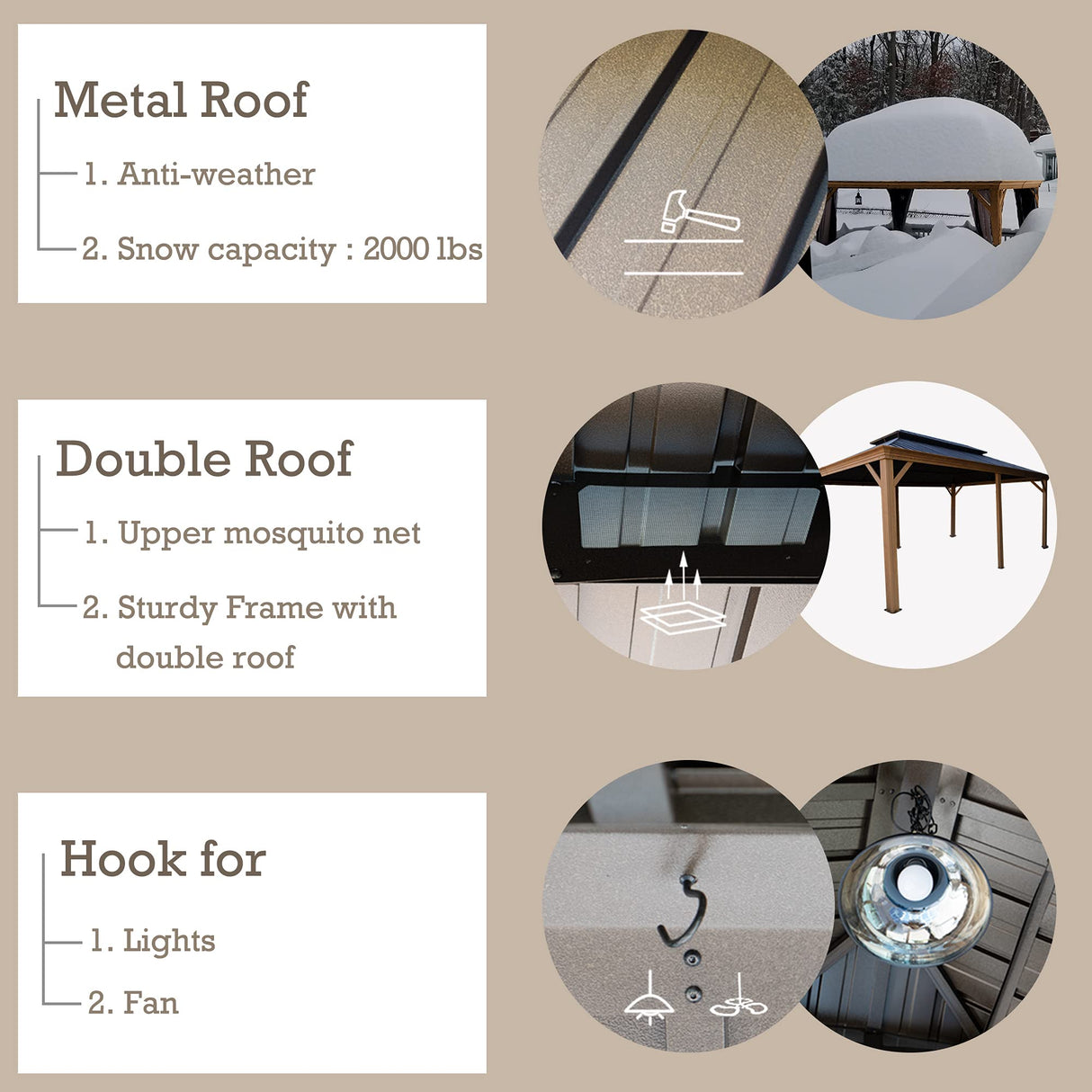 Kozyard Apollo 12’x20’ Hardtop Gazebo, Wooden Coated Aluminum Frame Canopy with Galvanized Steel Double Roof, Outdoor Permanent Metal Pavilion with Kozyard