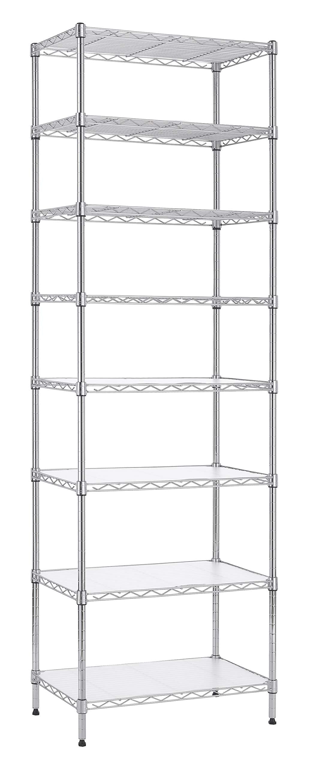 Finnhomy 8-Tier Wire Shelving Unit Adjustable Steel Wire Rack Shelving 8 Shelves Steel Storage Rack or Two 4-Tier Shelving Units with PE mat, Finnhomy