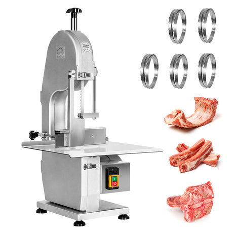 1500W Electric Bone Saw Machine, 0.8-5.9 Inch Cutting Thickness,2.6HP Frozen Meat Cutter 110V Commercial Bandsaw Machine, 20x15in Table Sawing for Rocita
