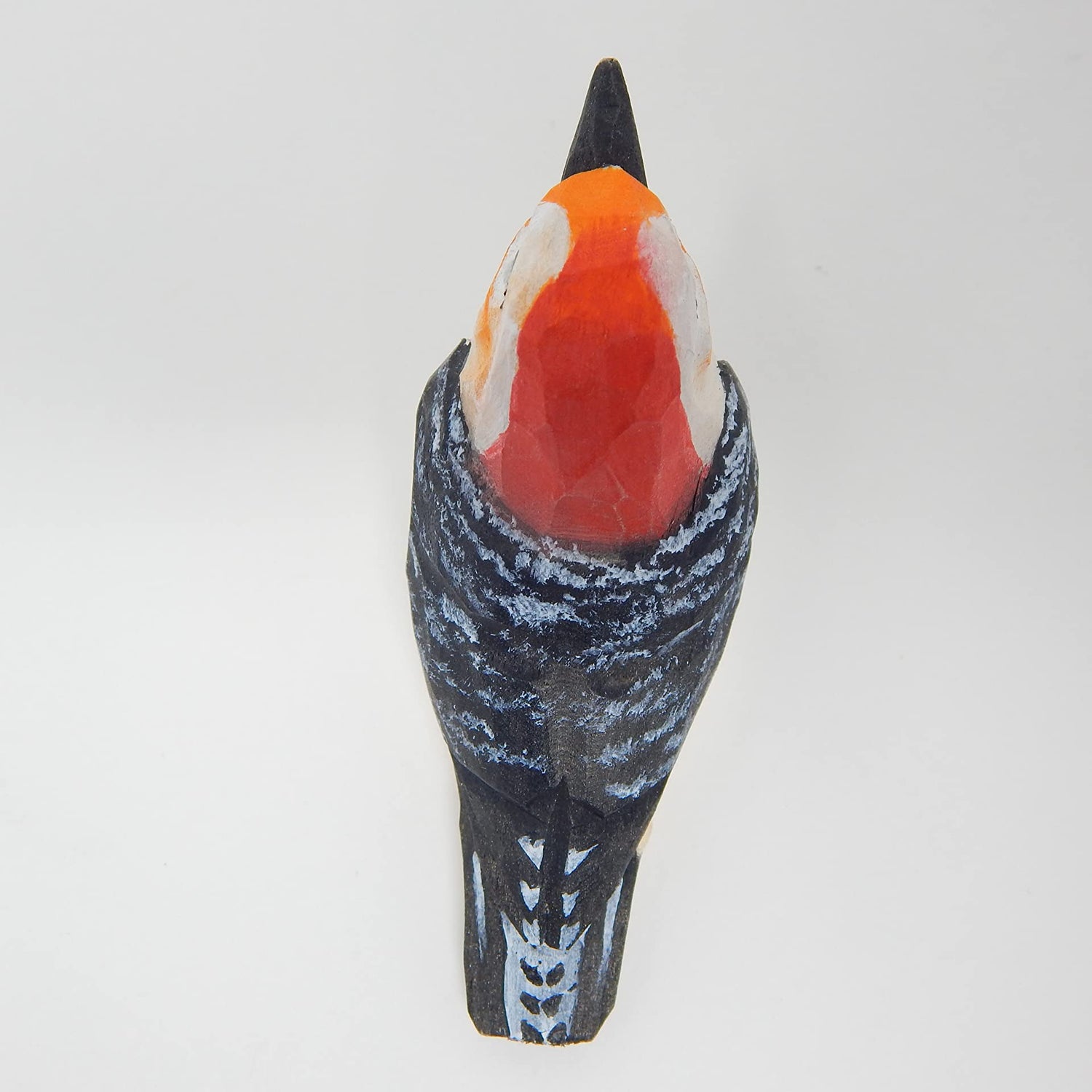 Red Bellied Head Woodpecker Wood Figurine Forest Common Woodland Pecker Sapsucker Miniature Bird Art Carve Small Animal Selsela