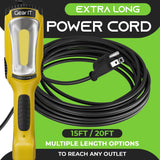 GearIT LED Work Light (15 feet) 1200 Lumen COB LED - 16 Gauge SJTW Indoor/Outdoor NEMA 5-15R Extension Cord - Handheld, Rotating Hanger, Magnetic GearIT