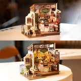 DIY Miniature House Kit Flavory Coffee Shop, Tiny House Kit for Adults to Build, Mini House Making Kit with Furnitures, Halloween/Christmas Wowood