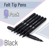 Mr. Pen- Pens, Felt Tip Pens, Black Pens, Pack of 6, Fast Dry, No Smear, Fine Point Pens Black, Black Felt Tip Pens, Bible Journaling Pens, Felt Mr. Pen