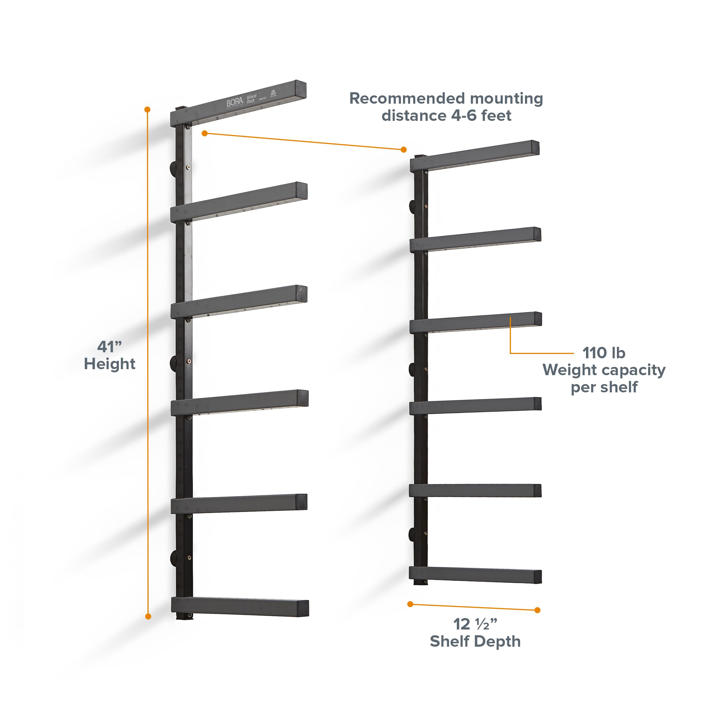 Bora Portamate Wood Organizer and Lumber Storage Metal Rack with 6