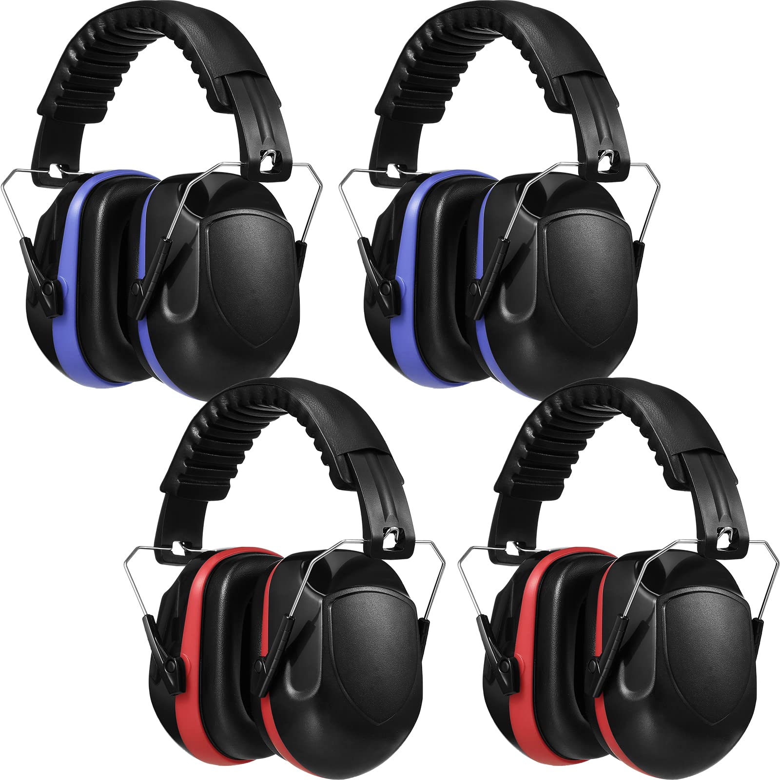 4 Pack NRR 28dB Safety Ear Muffs, Foldable Noise Reduction Safety Ear Protection Adult Noise Cancelling Earmuffs for Shooting (Red and Black) 4 Pack NRR 28dB Safety Ear Muffs, Foldable Noise Reduction Safety Ear  Protection Adult Noise Cancelling Earmuffs for Shooting (Red and Blue)
