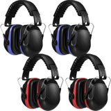 4 Pack NRR 28dB Safety Ear Muffs, Foldable Noise Reduction Safety Ear Protection Adult Noise Cancelling Earmuffs for Shooting (Red and Blue) Yunsailing