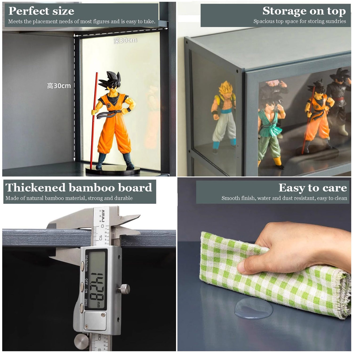 Topjia 2 Doors Curio Display Cabinet for Collectibles,Wood Curio Cabinets with Clear Acrylic Doors,5 Tier Bookcase Display Shelf,Floor Standing Topjia