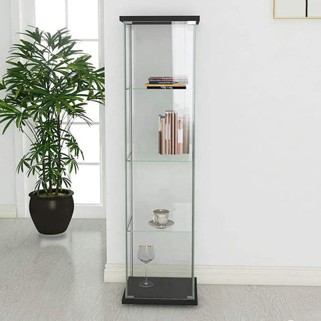 Zacis Contemporary 4-Tier Glass Display Cabinet with Doors - Stylish Floor Standing Curio for Home Decor Zacis