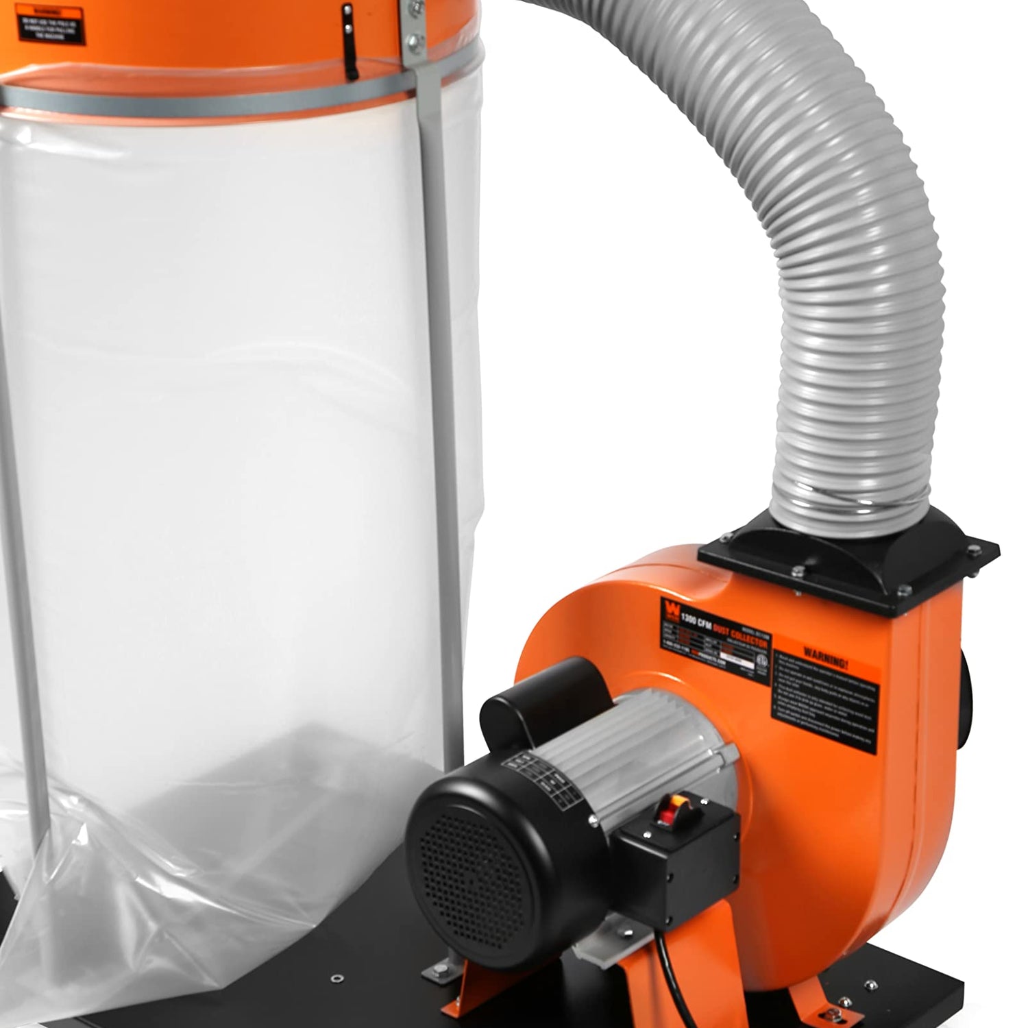 WEN DC1300 1,300 CFM 14-Amp 5-Micron Woodworking Dust Collector with 50-Gallon Collection Bag and Mobile Base , Black WEN