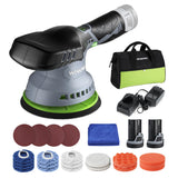 WORKPRO Cordless Car Buffer Polisher 6-Inch Dual Action Polisher for Car Detailing with 2 pcs 12V Rechargeable Battery, Orbital Polisher with WORKPRO