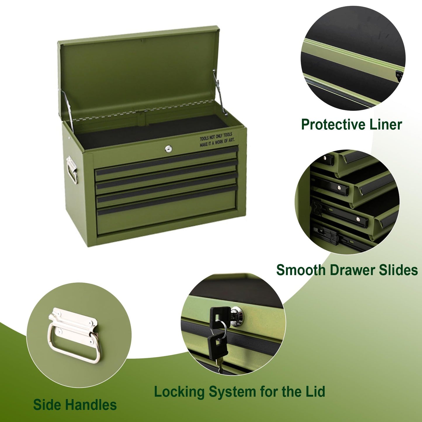 GSTANDARD Rolling Tool Chest, Green - WoodArtSupply