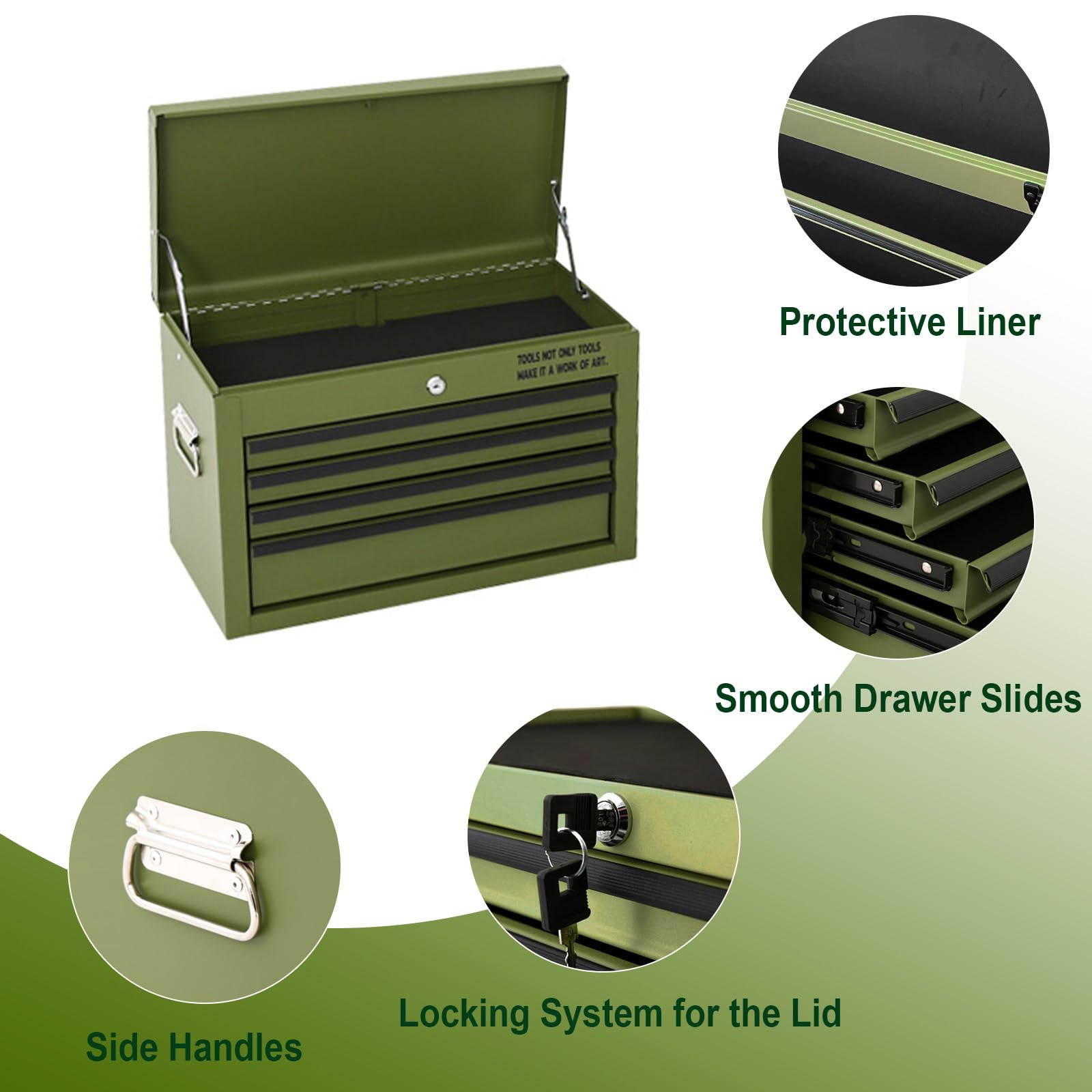 GSTANDARD Rolling Tool Chest, Green - WoodArtSupply