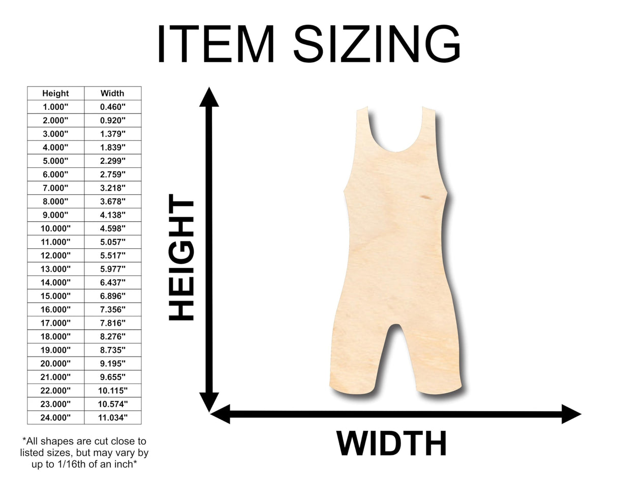 Unfinished Wood Wrestling Uniform Shape - Craft - up to 36" DIY 5" / 1/8" 24 Hour Crafts