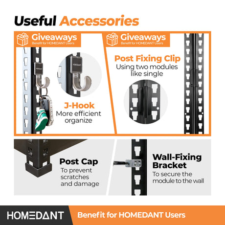 HOMEDANT 28"W x 12.3"D x 59.5"H 5-tier Metal Shelving Unit Adjustable Garage Storage Utility Rack Heavy Duty Shelves Organization Multipurpose Shelf HOMEDANT