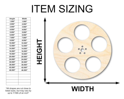 Unfinished Wood Film Reel Shape | Craft Cutout | up to 24" DIY 7" / 1/4" - WoodArtSupply