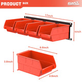 TORACK Wall-Mounted Storage Bins - 8 Plastic Bins & 2 Metal Tracks for Tools Organization in Garage, Craft Room, and Shop TORACK