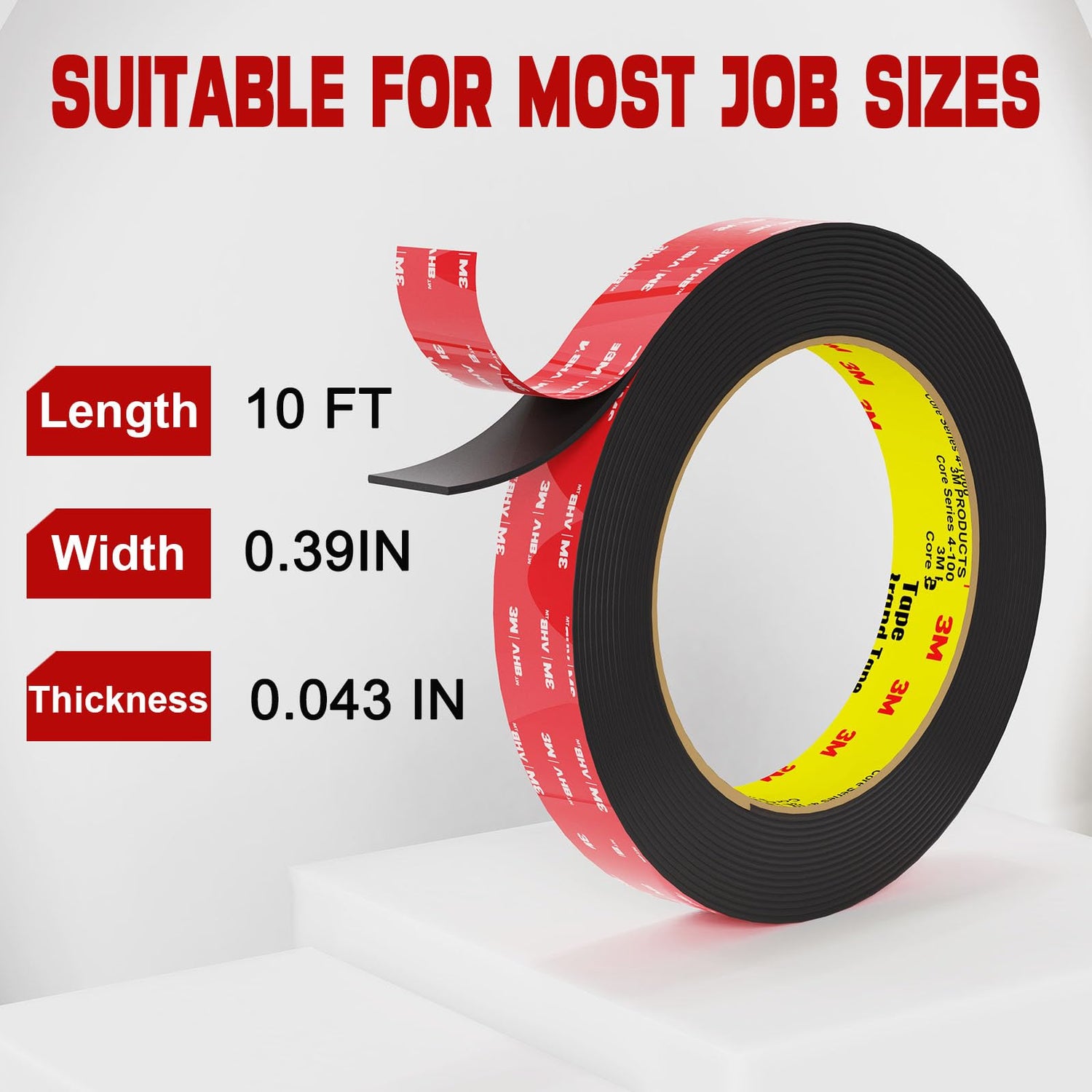 3M Double Sided Tape Heavy Duty 10FT,Double Sided mounting Tape for Walls,3M vhb Strong Double Sided Tape Heavy Duty for Car, ED Strip Light, tapify