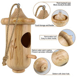 Hummingbird House for Outside Hanging, Wooden Hummingbird Gifts Nest 3 Pack with Hemp Ropes, Gardening Gifts Humming Bird Houses Home Decoration BESWORLDS