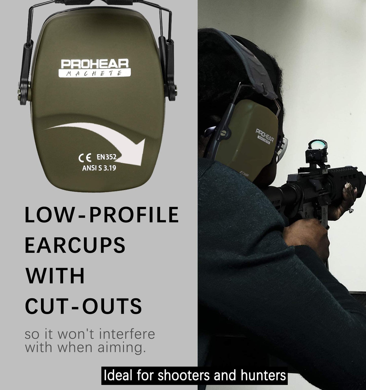 PROHEAR 016 Shooting Ear Protection Earmuffs 2 Pack, NRR 26dB for Gun Range, Hunting -Black and Green - WoodArtSupply