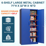 MIIIKO Metal Storage Cabinet with Locking Doors, 72'' Tall Blue Steel Cabinet with 5 Adjustable Shelves, Lockable Metal Utility Cabinet for Garage, MIIIKO