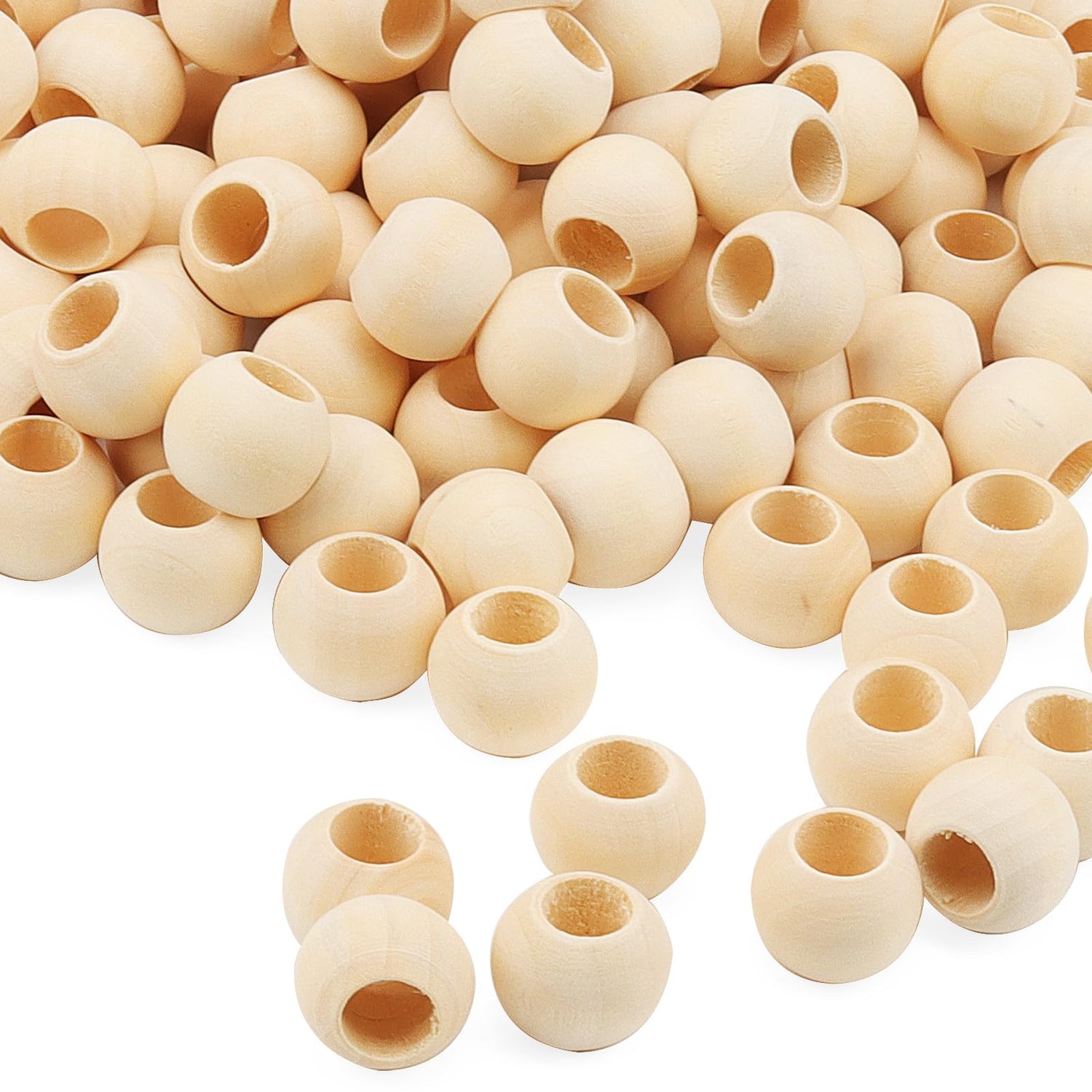 LEXININ 300 Pcs 20mm Unfinished Natural Wood Beads, Large Hole Wooden Beads, Wood Macrame Beads for DIY Crafts, Jewelry Making, Decorations LEXININ