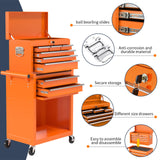 8-Drawer Rolling Tool Chest & Portable Tool Box with 2 Handles, Lockable Rolling Tool Box with 4 Hooks, Large Capacity Garage Storage Tool Cabinet SGmory