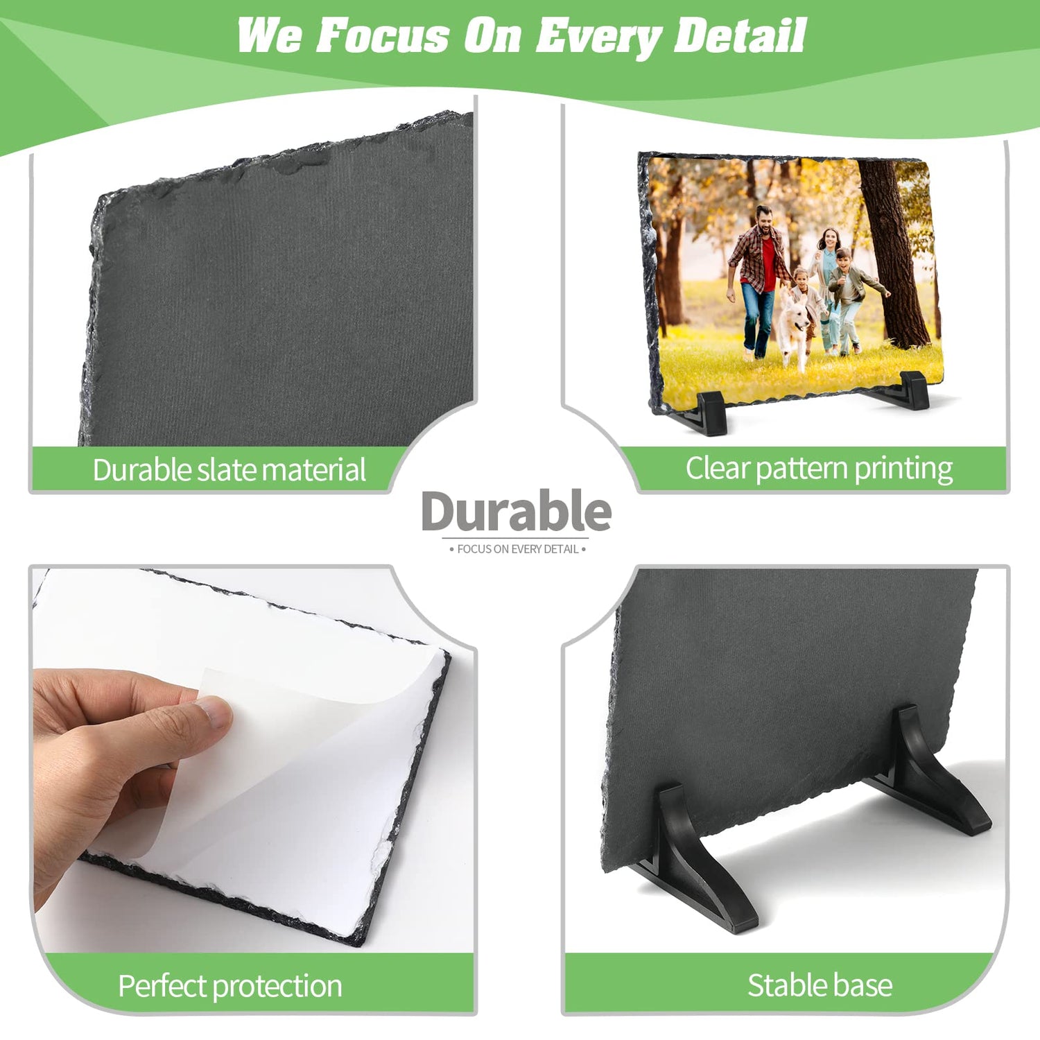 YOUKE OLA 12 Pack Sublimation Slate Blank Rock Stone Photo Rectangular Frame Heat Transfer Plaque Picture Frame with Display Holder for DIY Craft 5.9 YOUKE OLA