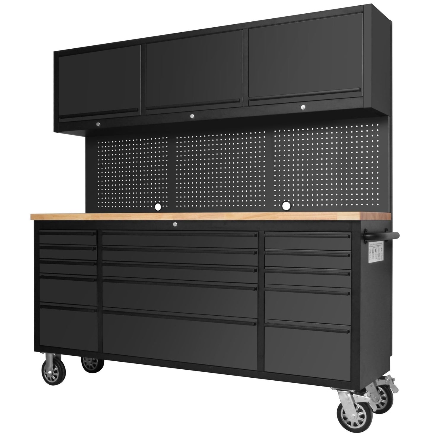 CT Copper Tailor 72-inch Tool Chest Cabinet Mobile Garage Workbench with 15 Storage Drawers and Wheels, 3 Upper Cabinet, Pegboard, Stainless Steel, CT Copper Tailor