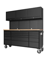 CT Copper Tailor 72-inch Tool Chest Cabinet Mobile Garage Workbench with 15 Storage Drawers and Wheels, 3 Upper Cabinet, Pegboard, Stainless Steel, CT Copper Tailor