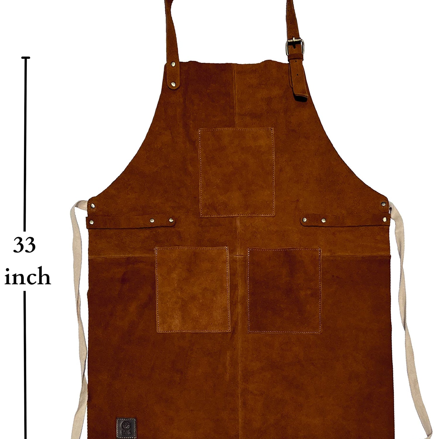 RUSTIC TOWN Leather Grill Work Apron with Tool Pockets ~ Adjustable up to XXL for Men & Women ~ Shop Apron Leather Tool Apron (Tan) RUSTIC TOWN
