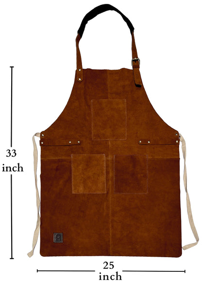 RUSTIC TOWN Leather Grill Work Apron with Tool Pockets ~ Adjustable up to XXL for Men & Women ~ Shop Apron Leather Tool Apron (Tan) - WoodArtSupply