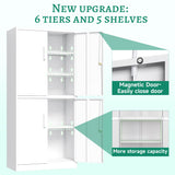 Letaya Metal Storage Cabinet with Lock Door, Adjustable Shelf Steel Cabinets for Office, Home,Pantry,Kitchen,Garage Utility Cabinet (4 Door-White) Letaya